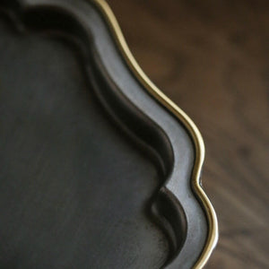 潮汕手工錫茶盤壺承黃銅鑲邊茶船