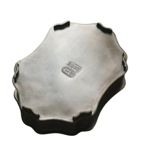 潮汕手工錫茶盤壺承黃銅鑲邊茶船