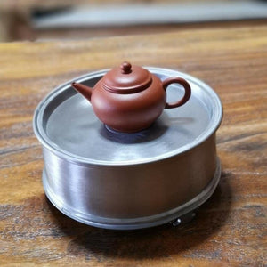 潮汕手工錫茶盤圓形壺承