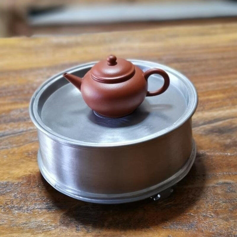 潮汕手工錫茶盤圓形壺承
