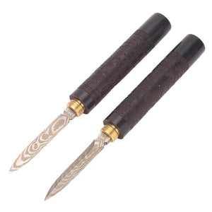 紫光檀茶刀普洱茶刀大馬士革刀紋