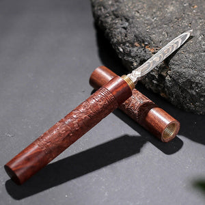科檀木茶刀普洱茶刀大馬士革刀紋