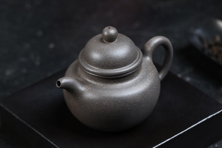 宜興紫砂壺 壺風茶道~S240《宜興紫砂描金彩繪手工水平壺》約230cc早期宜興