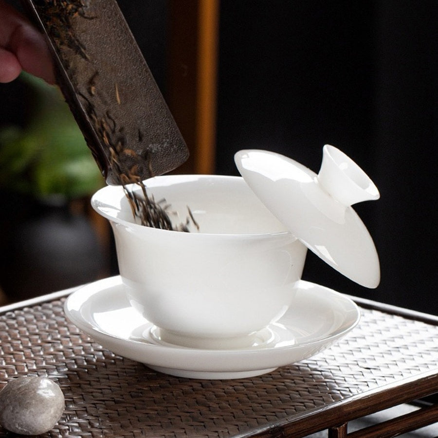 羊脂玉瓷茶具
