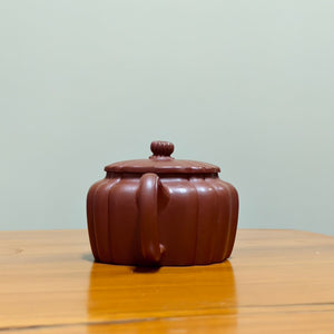 宜興紫砂壺筋紋四方菱花壺原礦紫泥精緻半手工藝