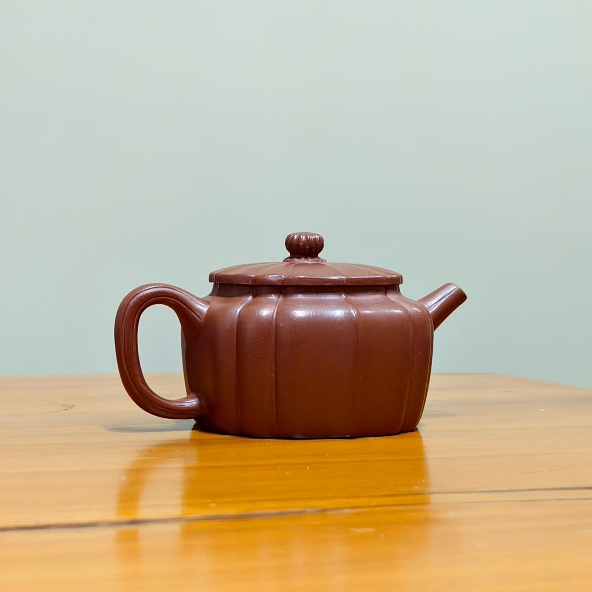 宜興紫砂壺筋紋四方菱花壺原礦紫泥精緻半手工藝