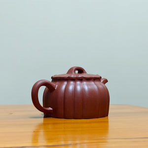 半手工宜興紫砂壺紫泥筋紋錦雲壺160CC