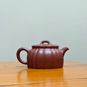 半手工宜興紫砂壺紫泥筋紋錦雲壺160CC