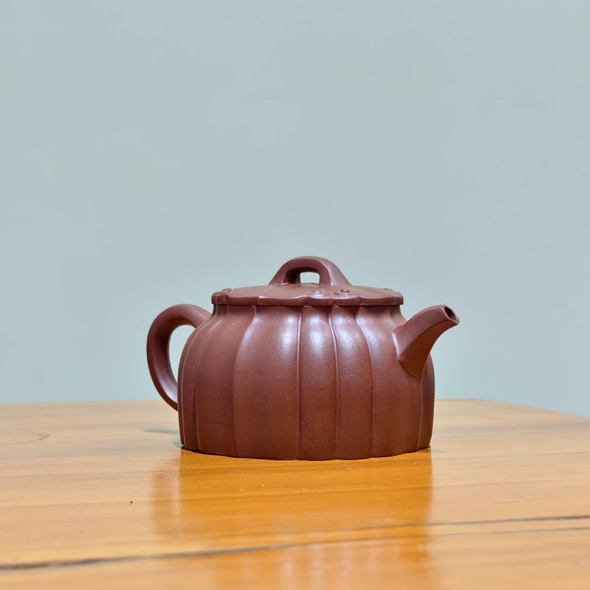 半手工宜興紫砂壺紫泥筋紋錦雲壺160CC