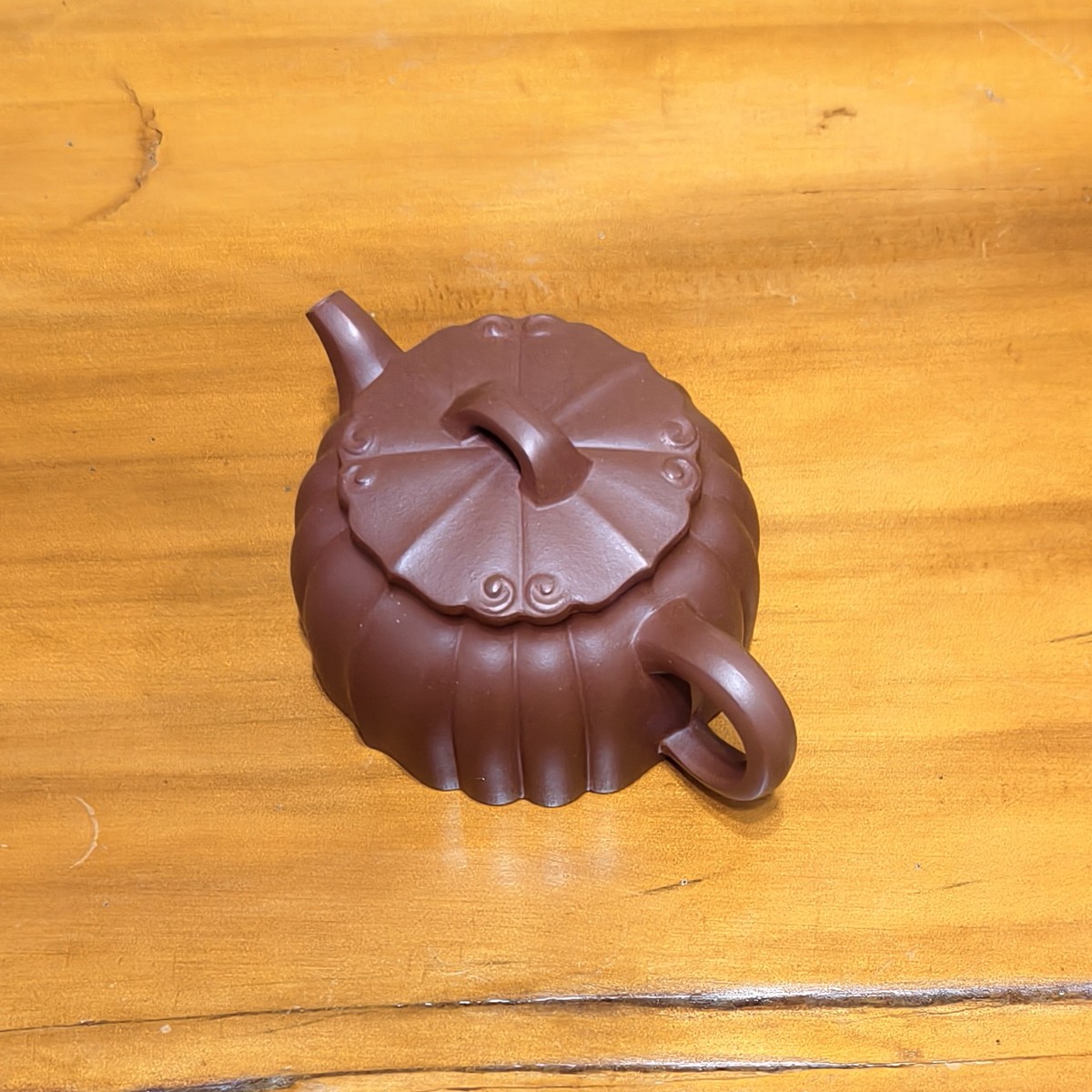 半手工宜興紫砂壺紫泥筋紋錦雲壺160CC