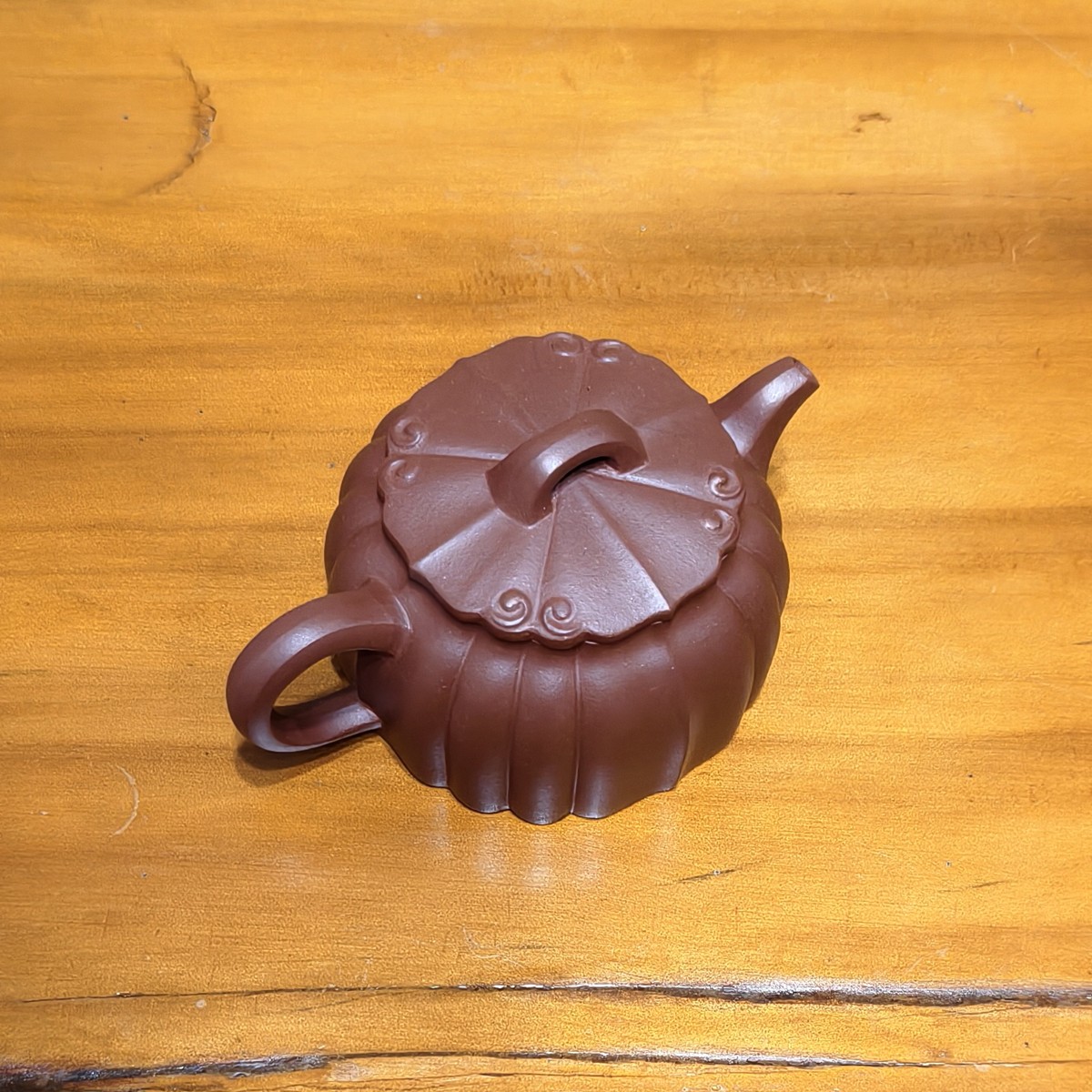 半手工宜興紫砂壺紫泥筋紋錦雲壺160CC