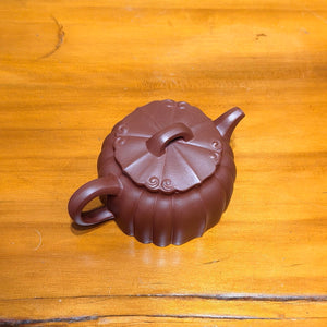 半手工宜興紫砂壺紫泥筋紋錦雲壺160CC