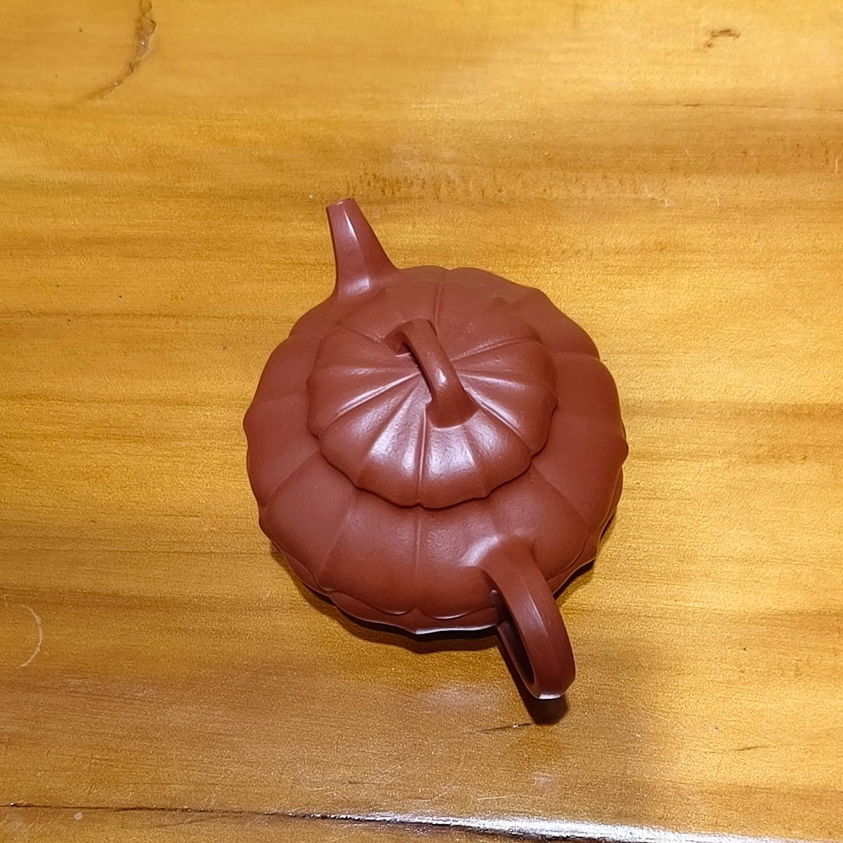 宜興紫砂朱泥筋紋合菱壺140CC經典壺型半手工壺