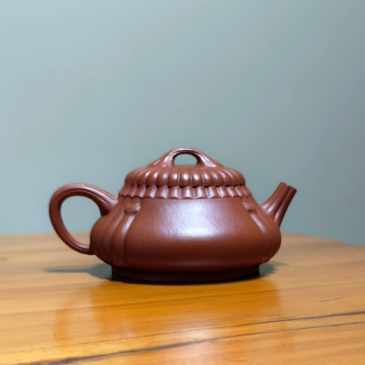 宜興紫砂壺朱泥筋紋石瓢壺170CC