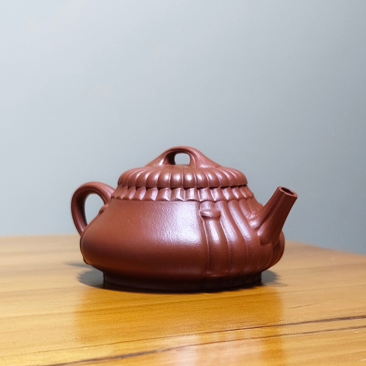 宜興紫砂壺朱泥筋紋石瓢壺170CC