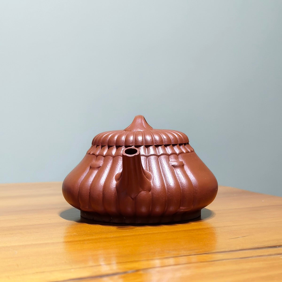 宜興紫砂壺朱泥筋紋石瓢壺170CC