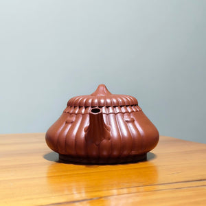 宜興紫砂壺朱泥筋紋石瓢壺170CC