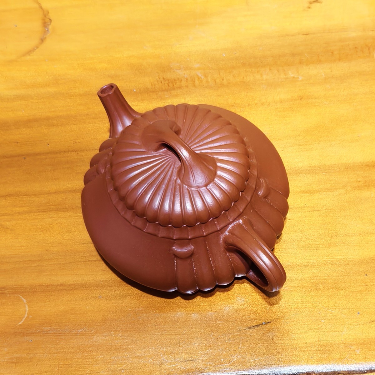 宜興紫砂壺朱泥筋紋石瓢壺170CC