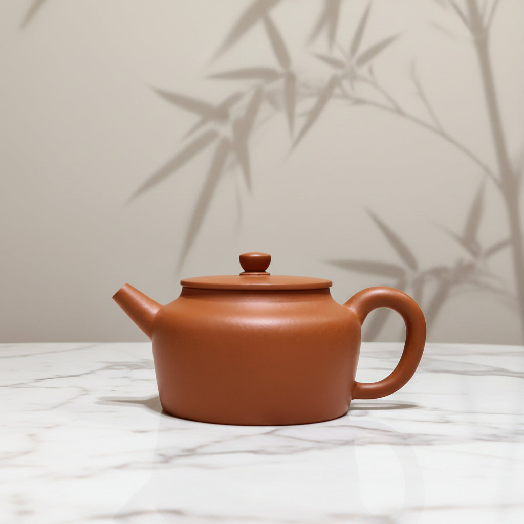 宜興紫砂朱泥小品肉餅壺100cc