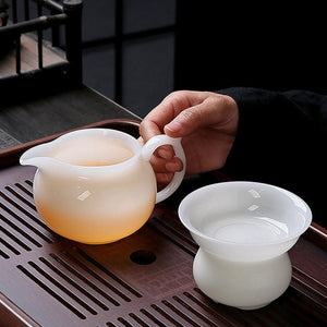 羊脂玉冰種玉瓷茶海-大度240cc