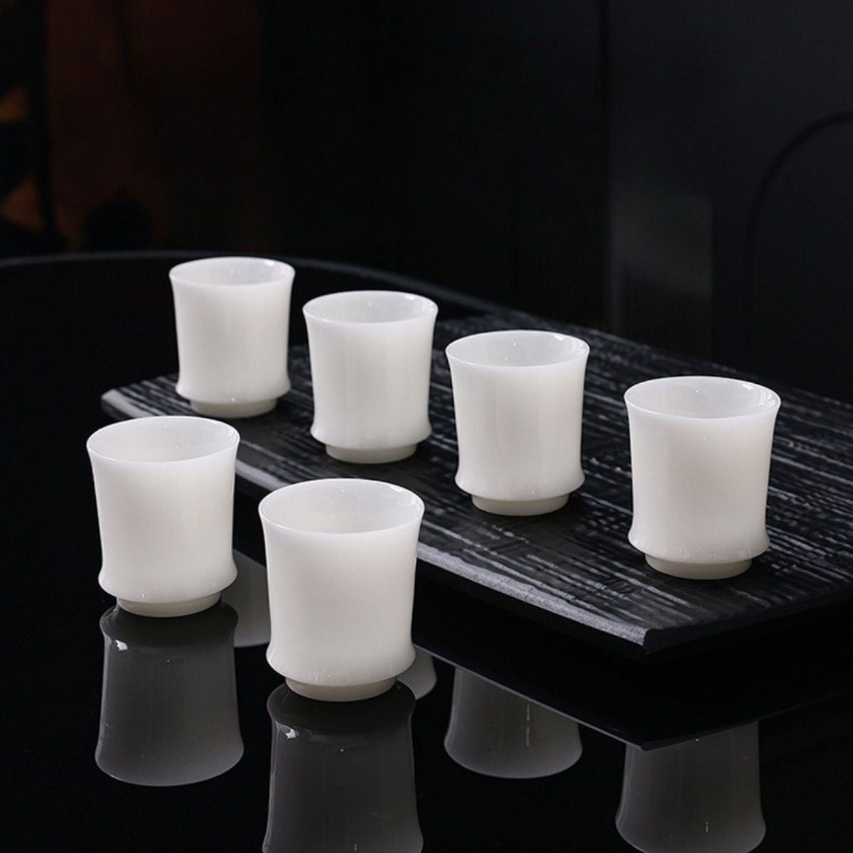 冰種玉瓷品飲杯-竹節杯50CC-6入組