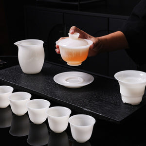 冰種玉瓷蓋碗茶海茶濾茶杯茶套裝禮盒組