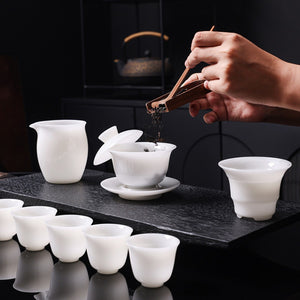 冰種玉瓷蓋碗茶海茶濾茶杯茶套裝禮盒組