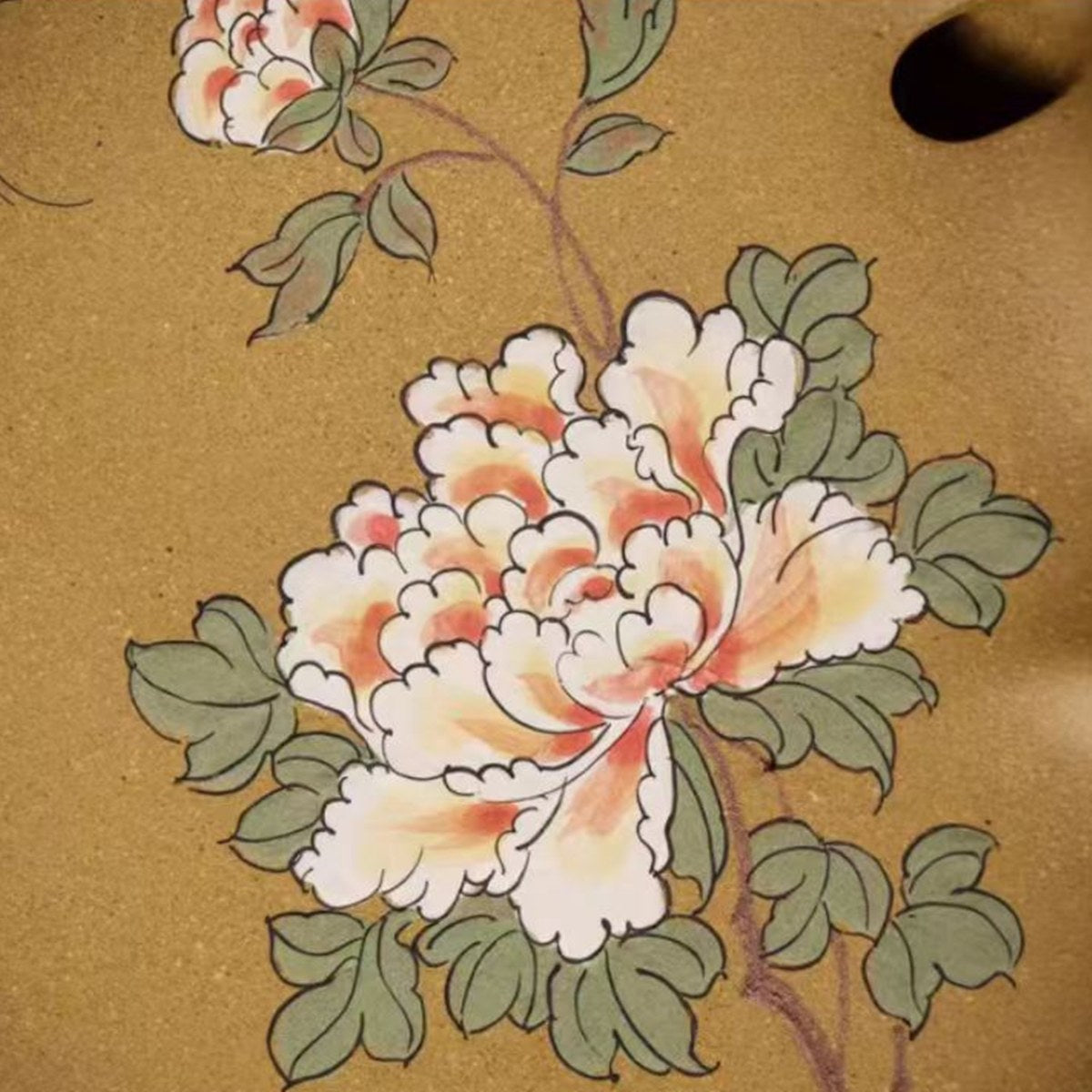 紫砂壺承乾泡盤段泥泥繪牡丹蝴蝶