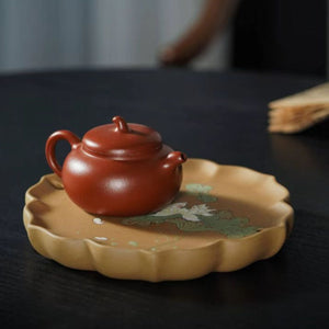 紫砂壺承乾泡盤段泥泥繪牡丹蝴蝶