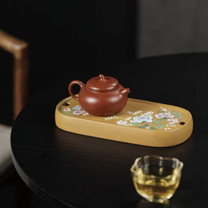 紫砂壺承乾泡盤段泥泥繪花卉茶盤