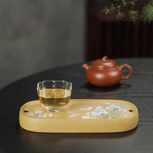 紫砂壺承乾泡盤段泥泥繪花卉茶盤