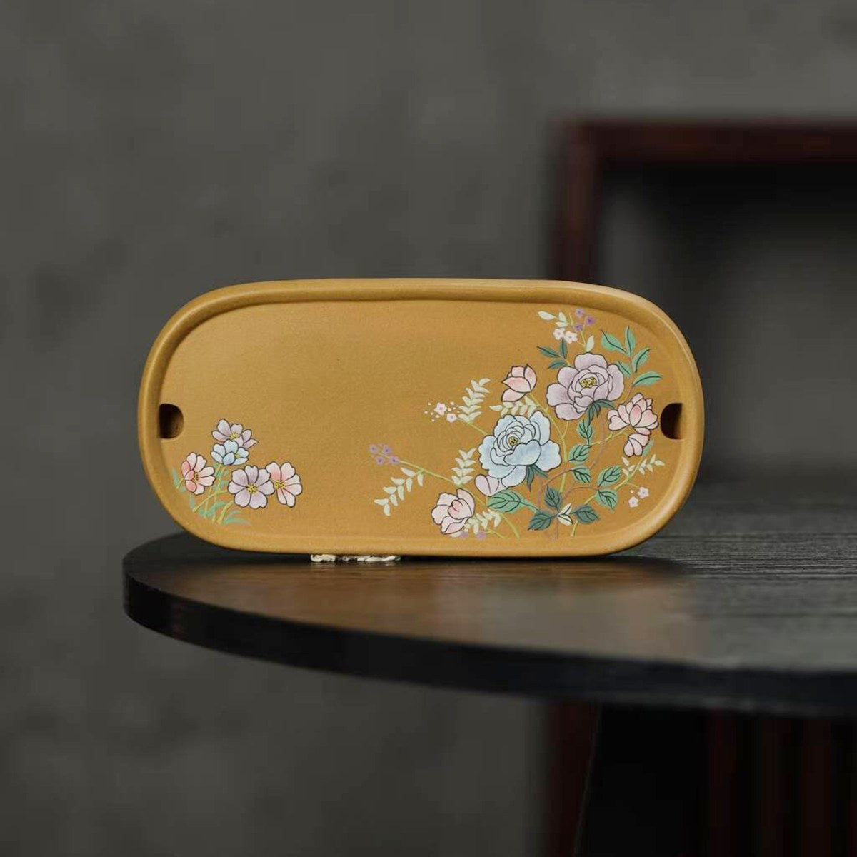 紫砂壺承乾泡盤段泥泥繪花卉