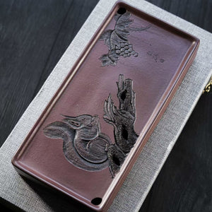 紫砂壺承茶盤紫泥松鼠葡萄茶盤