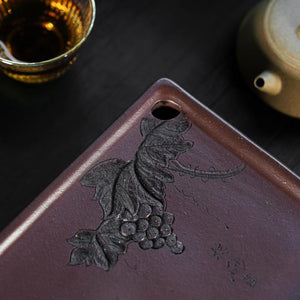 紫砂壺承茶盤紫泥松鼠葡萄茶盤