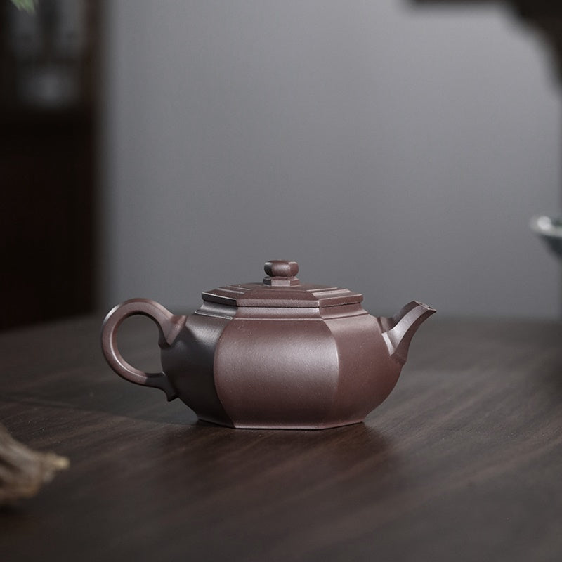 宜興紫砂壺 壺風茶道~S240《宜興紫砂描金彩繪手工水平壺》約230cc早期宜興