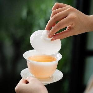 冰種玉瓷蓋碗多款式晶瑩剔透的質感