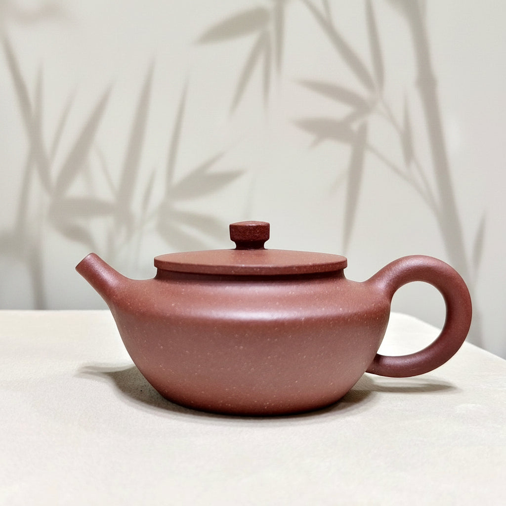 宜興紫砂壺紫泥桑扁壺150cc
