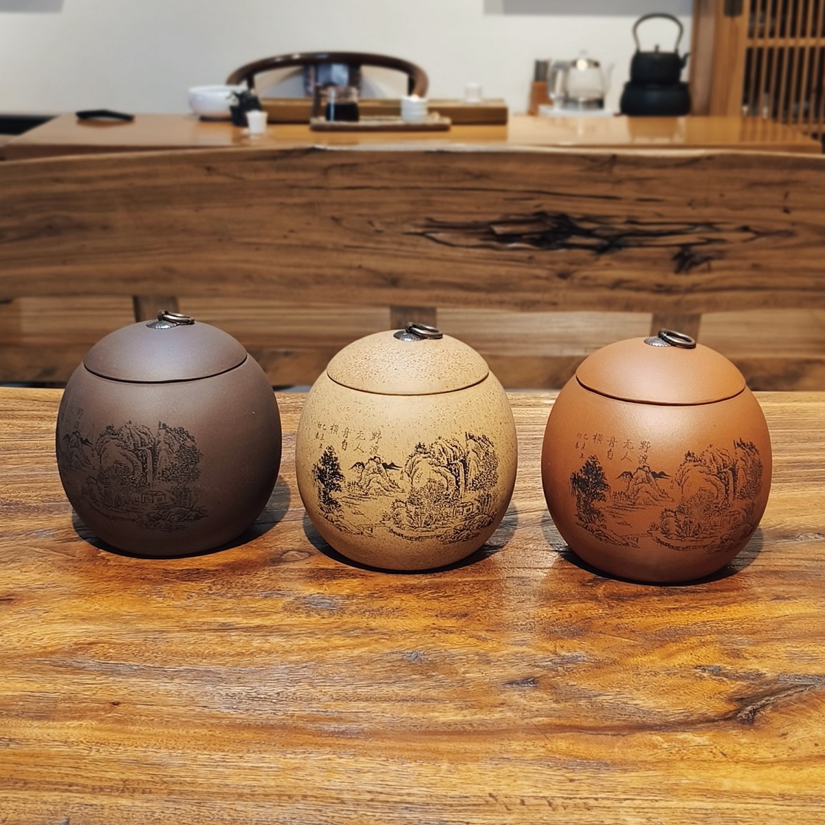 宜興紫砂茶葉罐龍蛋一斤三種泥料紫泥段泥漆水泥