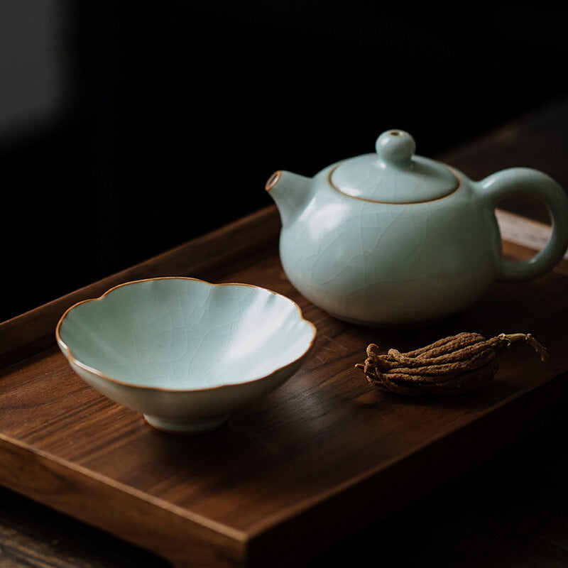 汝窯茶具林德豐汝窯茶杯-斗笠花杯80cc台灣豐子– 嵐雲茶業
