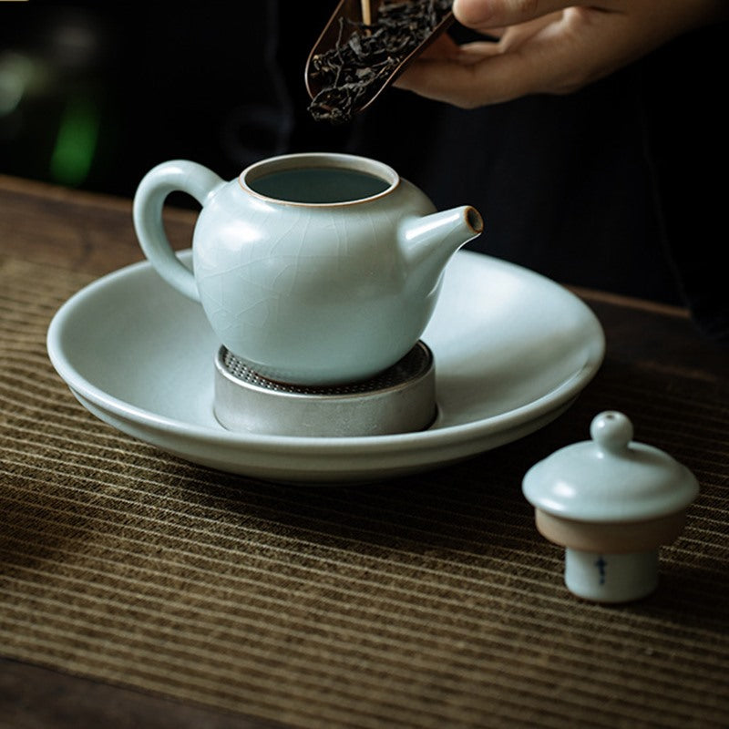 汝窯茶壺台灣豐子禪定壺容量200cc林德豐仿宋汝窯現代官窯茶器泡茶品茗