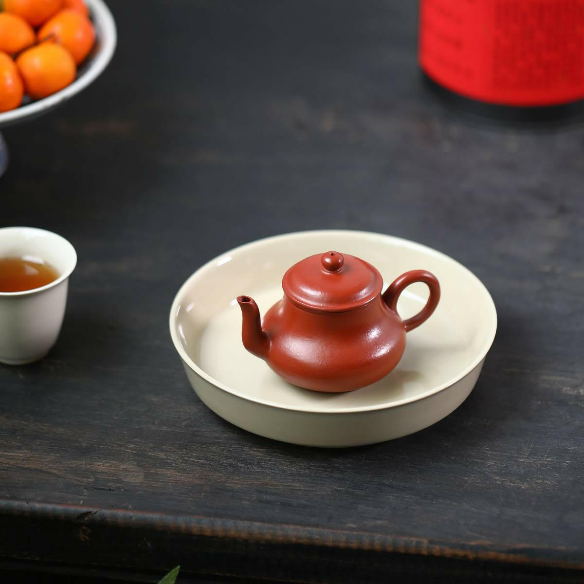 漢代　壺 迷你小紫砂壺小品朱泥壺皺皮朱泥漢君壺容量80cc功夫茶具搭配孟臣