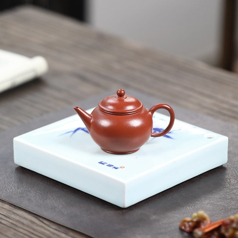 宜興紫砂壺 宜兴紫砂壶80、90年代紫砂二厂原矿紫泥290CC荷叶壶