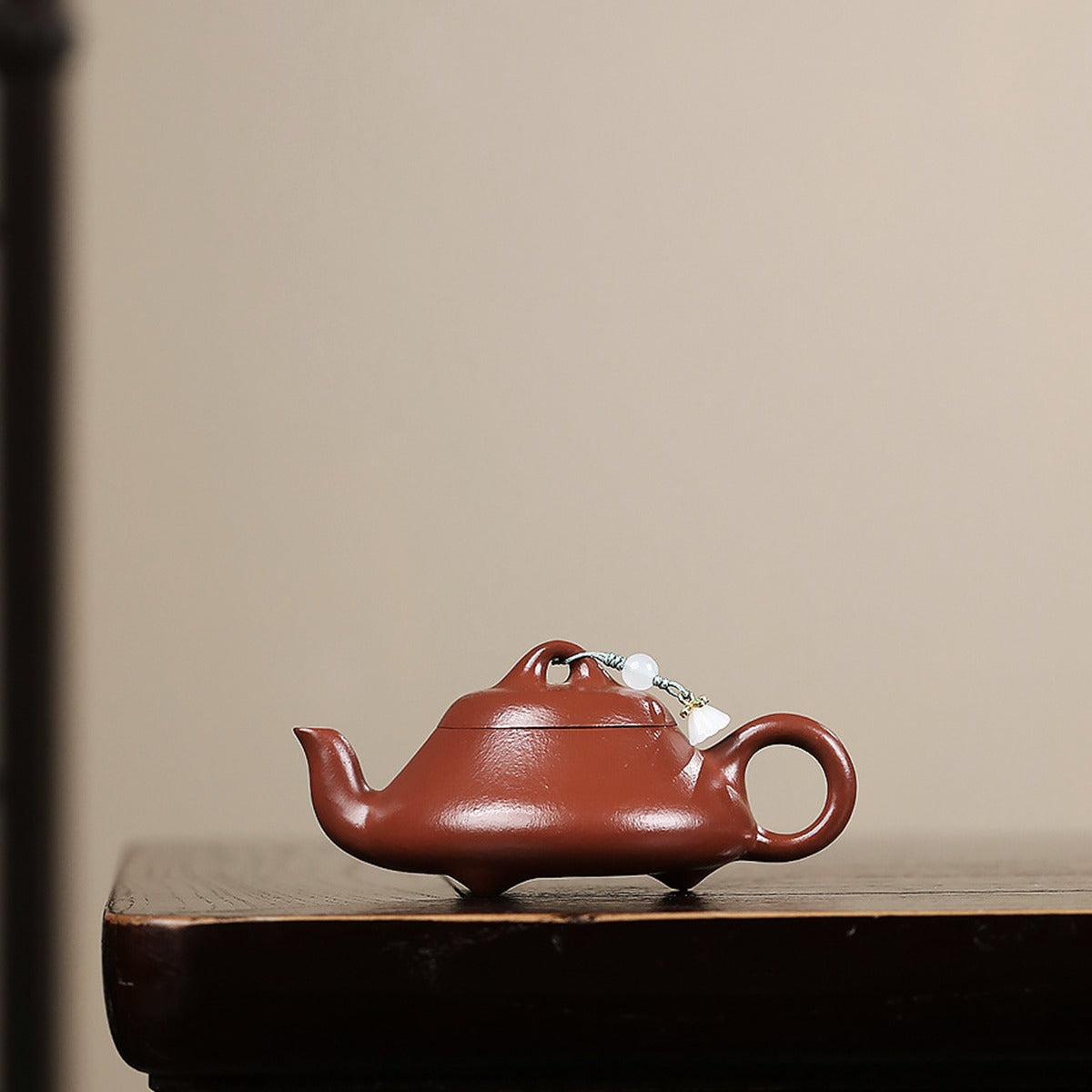 宜興紫砂壺小煤窯朱泥漢棠石瓢壺 120CC