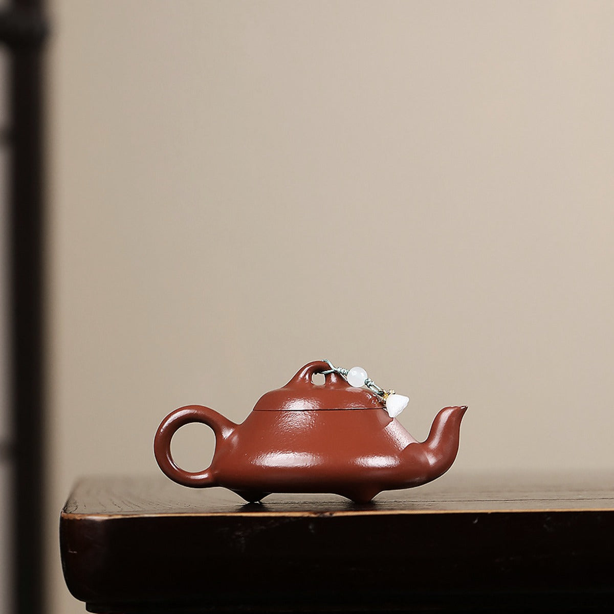 宜興紫砂壺小煤窯朱泥漢棠石瓢壺 120CC