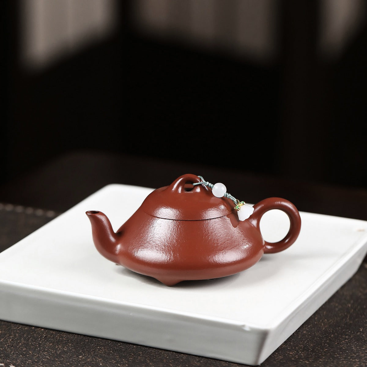 宜興紫砂壺小煤窯朱泥漢棠石瓢壺 120CC