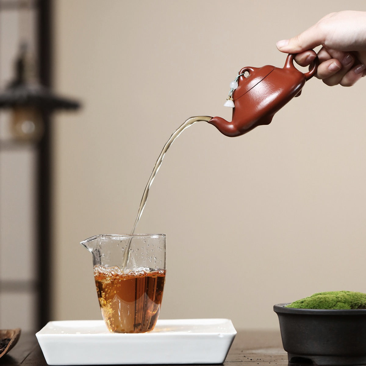 宜興紫砂壺小煤窯朱泥漢棠石瓢壺 120CC