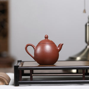 宜興紫砂壺小煤窯小品朱泥龍蛋壺100CC側面照