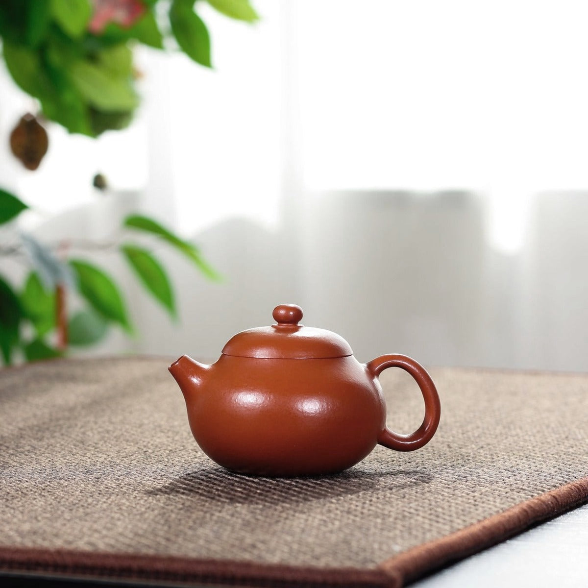 宜興小品紫砂壺小媒窯朱泥文旦壺100CC