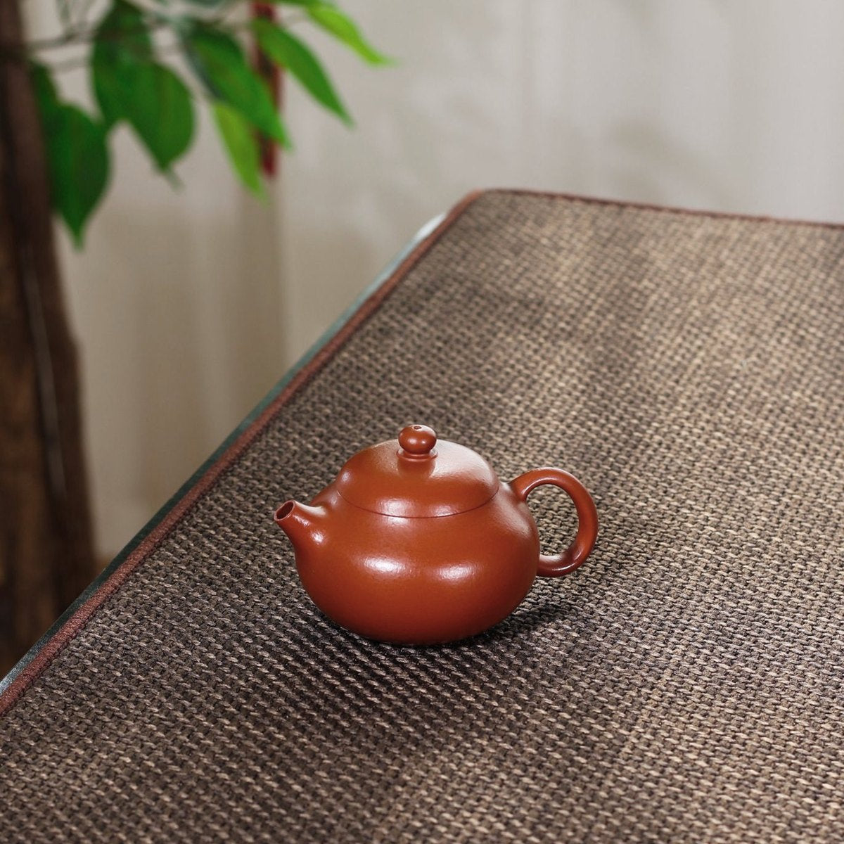 宜興小品紫砂壺小媒窯朱泥文旦壺100CC