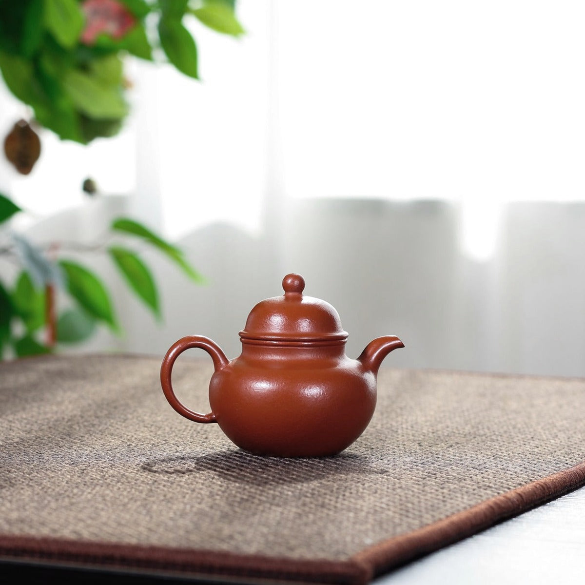 宜興紫砂壺｜小煤窯朱泥掇球壺半手工製作90cc功夫茶具泡工夫茶的孟臣罐